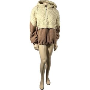 NWOT Soia & Kyo Nicolette Cream Brown Pullover Kangaroo Teddy Jacket